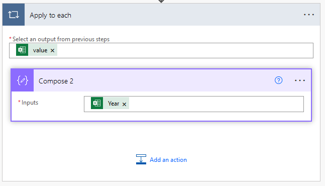 Screenshot showing the expression turned into normal dynamic content in power automate.